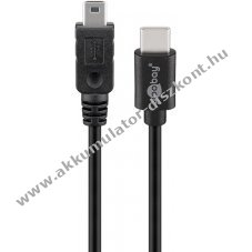 Goobay USB-C-Mini-B k�bel 0,5m fekete USB2.0 480Mbit/s 0,5A 2,5W