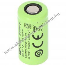 GP GP75AAH 2/3AA Akkumul�tor 1,2V 750mAh 1db/csomag modell�p�t� NiMH