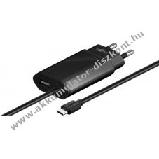 Goobay micro USB dupla h�l�zati adapter 2,1A 1,5m feh�r - A k�szlet erej�ig