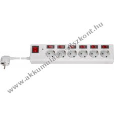 Goobay 6db/csomag eloszt� aljzat t�lfesz�lts�gv�delemmel �s kapcsol�val 1,5m feh�r - Ki�rus�t�s