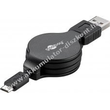 Goobay kih�zhat� Micro USB t�lt�- �s szinkronk�bel 1m USB A 2.0 Hi-Speed fekete - A k�szlet erej�ig