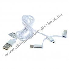 OTB 3 az 1-ben adat- �s t�lt�k�bel iPhone / micro USB / USB C ez�st