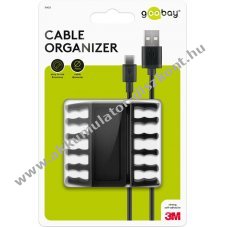 Goobay k�belrendez� 5-Slots fekete 2db/csomag ragaszt�s elt�vol�that�