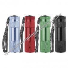 EMOS LED-es zsebl�mpa, eleml�mpa 9 LED-es +3db AAA elem fekete