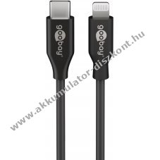 Goobay USB-C-Lightning t�lt�- �s adatk�bel 1m 27W 3A MFi fekete