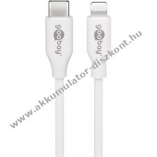 Goobay Lightning-USB-C adat- �s t�lt�k�bel 2m feh�r 27W 3A MFi - A k�szlet erej�ig