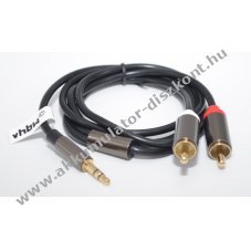 Sztere AUX kbel 2x RCA -> 3.5mm jack adapter, fekete