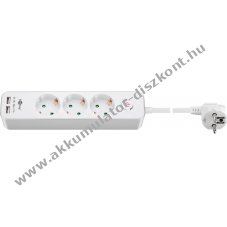 Goobay 3-as eloszt� kapcsol�val 2 USB porttal 1,5m k�bellel