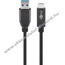 Goobay USB-C-USB-A k�bel 1m 60W 3A 10Gbit/s USB3.2 fekete