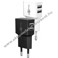 Goobay 12W USB-A dupla h�l�zati adapter fekete 2x USB-A csatlakoz�