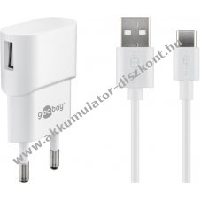 Goobay 5W USB-C h�l�zati adapter k�szlet 1m USB-C k�bel feh�r