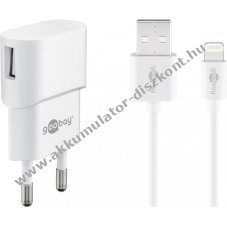 Goobay 5W Apple Lightning t�lt�k�szlet USB-A t�lt� �s 1,0m Apple Lightning-k�bel