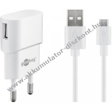 Goobay 5W Micro-USB h�l�zati adapterk�szlet 1m k�bel feh�r