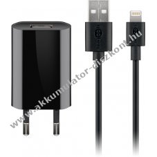 Goobay 5W h�l�zati adapter Apple Lightning-k�bellel 1m fekete
