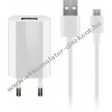Goobay 5W Micro-USB h�l�zati adapter 1m k�bel feh�r