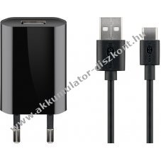 Goobay 5W USB-C h�l�zati adapterk�szlet 1m USB-C k�bel fekete