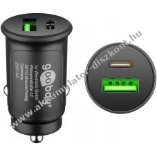 Goobay aut�s gyorst�lt� 30W USB-C PD dupla USB (USB-A+USB-C) 12/24V iPhone 12 kompatibilis