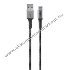 Goobay USB-C USB-A textilk�bel f�m csatlakoz�kkal 1m 15W 3A 480Mbit/s �rsz�rke/ez�st