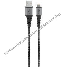 Goobay Lightning USB-A textilk�bel 1m 12W 2,4A f�m csatlakoz� MFi tan�s�tott t�lt�- �s adatk�bel
