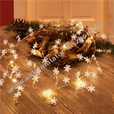 10 LED-es hpelyhes ezst fnysor idztvel melegfehr - Kirusts!
