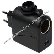 Adapter hlzati adapter 220V-> auts adapter 12V 3A tltram feszltsgtlakt + USB aljzat