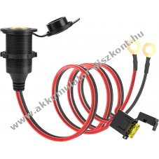 12 V / 24 V aut szivargyjt aljzat, 20A, 1m, menettel