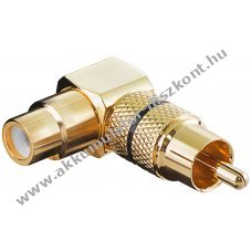 Goobay 90� sz�g� fekete RCA (cinch) adapter aranyozott �rintkez�kkel