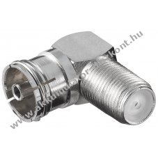 Goobay 90� F-aljzat Koax-aljzat sz�gletes adapter cinkb�l