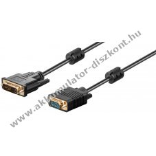 Goobay DVI-I VGA Full HD k�bel aranyozott DVI-A csatlakoz� VGA csatlakoz�