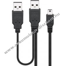 Goobay 2in1 Mini-USB k�bel 1x Mini-B 2x USB-A fekete USB 2.0