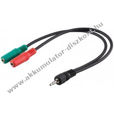 Goobay PC headset adapter 3,5mm 4 p�lus� dug� 2x 3,5mm 3 p�lus� aljzat