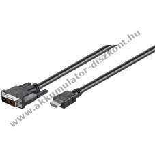 Goobay DVI-D HDMI k�bel nikkelezett csatlakoz� 1m