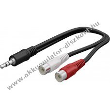 Goobay audio k�beladapter 3,5mm jack dug� 2x sztere� RCA (cinch) aljzat 0,2m