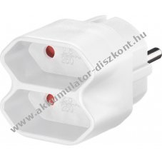 Kompakt eloszt� adapter 2db euro aljzattal tipus C CEE 7/16 t�bb k�sz�l�k csatlakoztat�s�hoz