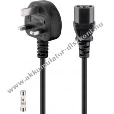 Goobay h�l�zati k�bel UK 1,8m 3x1 mm2 C13 csatlakoz�