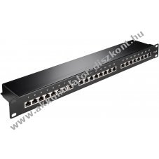 Goobay CAT 6 19 h�velykes 24 portos STP patch panel fekete