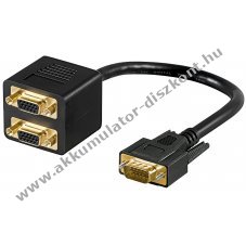Goobay VGA eloszt�k�bel aranyozott 15 p�lus� dug� 2x 15 p�lus� aljzat