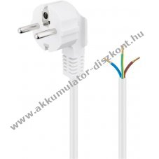 Goobay 5m feh�r 3x1 mm2 90� v�d��rintkez�s h�l�zati k�bel csupasz v�g�