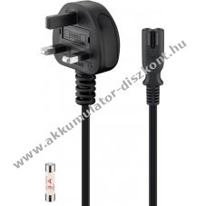 Goobay UK h�l�zati k�bel 1,8m 3 p�lus� C7 csatlakoz�