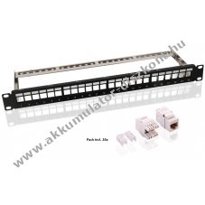 Goobay 19 h�velykes Keystone patch panel 24x CAT-6 modullal 1 HE