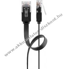 Goobay CAT6 lapos patchk�bel U/UTP 20m fekete