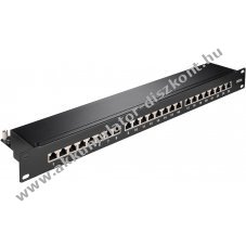 Goobay CAT 6A 19 Zoll 24 Port STP patch panel fekete