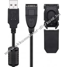 Goobay USB-A hosszabb�t� k�bel 2m fekete biztons�gi klip USB 2.0