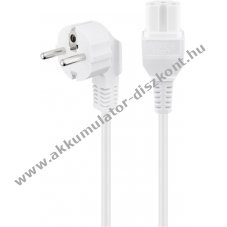 Goobay Warmkabel 2m feh�r 3x0,75 mm2 Schutzkontaktstecker Hybrid C15 csatlakoz�val
