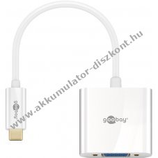 Goobay USB-C VGA adapter 0,2m feh�r USB 3.1 Full HD 1080p 60 Hz