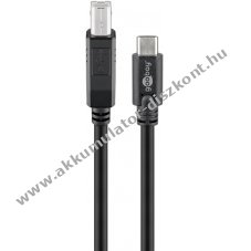 Goobay USB-C-USB-B k�bel 1m fekete 2,5W 0,5A 480Mbit/s USB2.0 - A k�szlet erej�ig