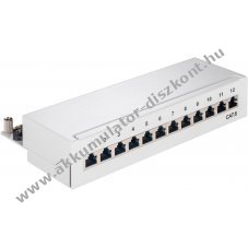 Goobay CAT 6 Mini asztali patch panel 12 port STP �rny�kolt sz�rke