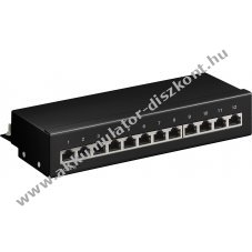 Goobay CAT 6 Mini asztali patch panel 12 port STP f�m h�z fekete