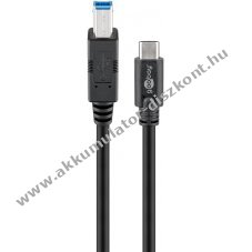 Goobay USB-C�USB-B k�bel 1m 15 W 3 A 5 Gbit/s USB 3.0 fekete