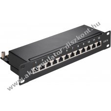 Goobay CAT 6 10 h�velykes 12 portos STP patch panel fekete